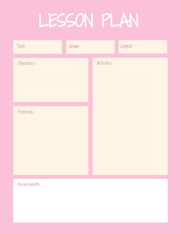 Free Pink Lesson Plan Template to Edit Online