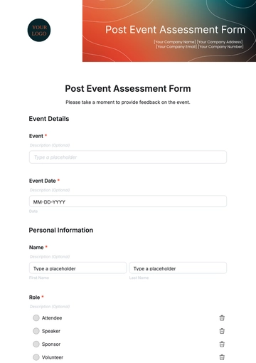 Free Post Event Assessment Form Template to Edit Online