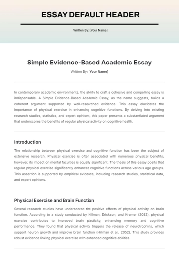 Free Simple Evidence-Based Academic Essay Template to Edit Online