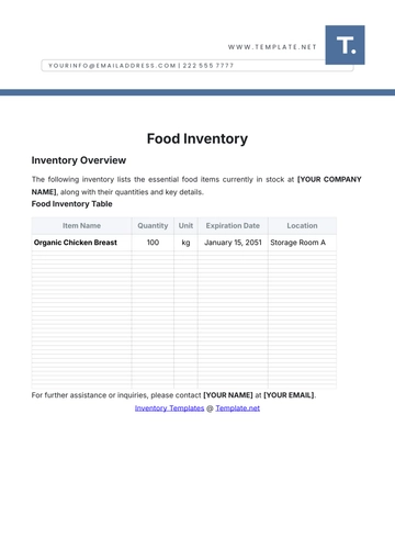 Free Food Inventory Template to Edit Online