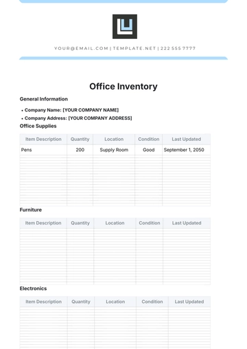 Free Office Inventory Template to Edit Online