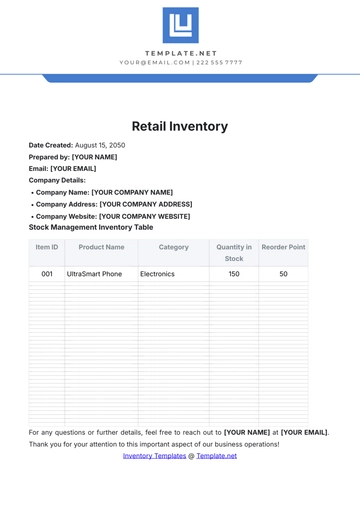 Free Retail Inventory Template to Edit Online