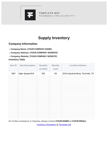Free Supply Inventory Template to Edit Online