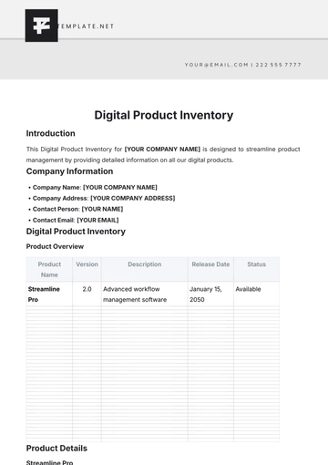 Free Digital Product Inventory Template to Edit Online