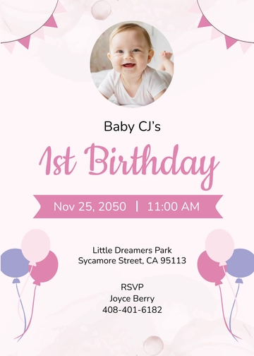 Free Pink Ist Birthday Template to Edit Online