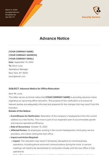Free Advance Notice Template to Edit Online