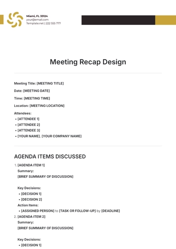Free Meeting Recap Design Template to Edit Online