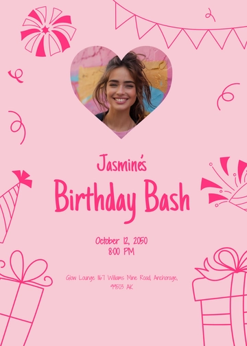 Free Neon Pink Birthday Template to Edit Online