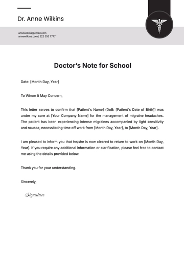 Free Doctors Note for School Template to Edit Online | Template.net