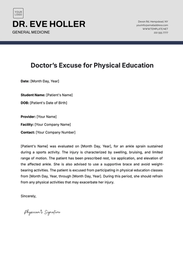 Free Doctor's Excuse for Physical Education Template to Edit Online | Template.net
