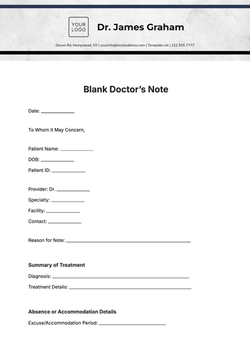 Free Blank Doctor's Note Template to Edit Online | Template.net