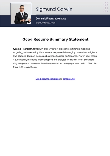 Free Good Resume Summary Statement Template to Edit Online
