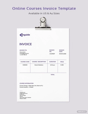 Online Courses Invoice Template