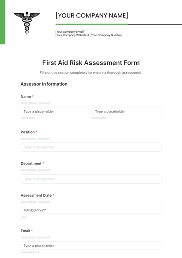 Free First Aid Risk Assessment Form Template to Edit Online