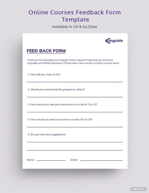 Online Courses Feedback Form Template
