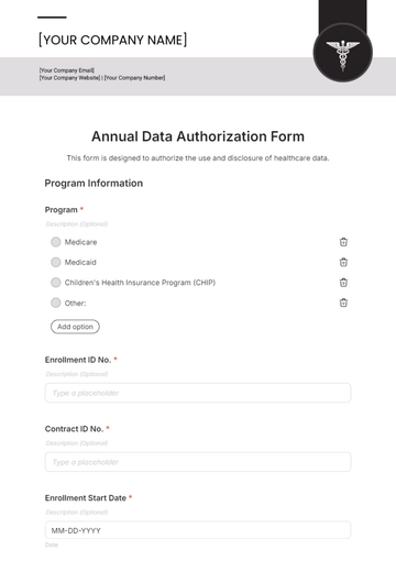 Free Annual Data Authorization Form Template to Edit Online