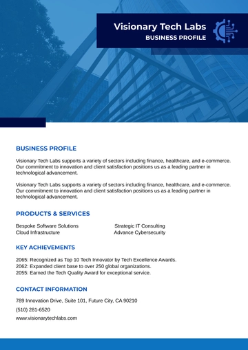 Free One Page Business Profile Template to Edit Online