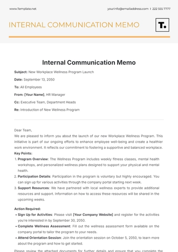 Free Internal Communication Memo Template to Edit Online