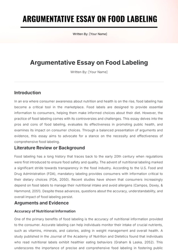 Free Argumentative Essay on Food Labeling Template to Edit Online Free Argumentative Essay on Food Labeling Template to Edit Online
