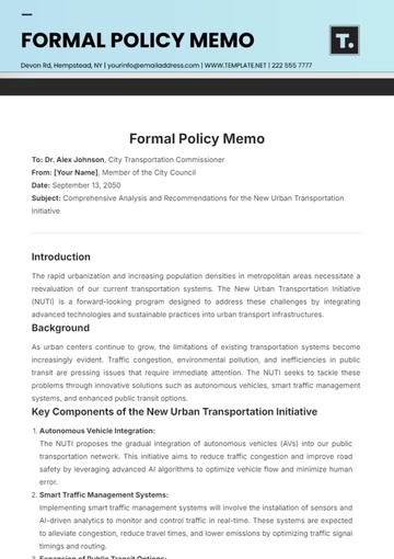 Free Formal Policy Memo Template to Edit Online