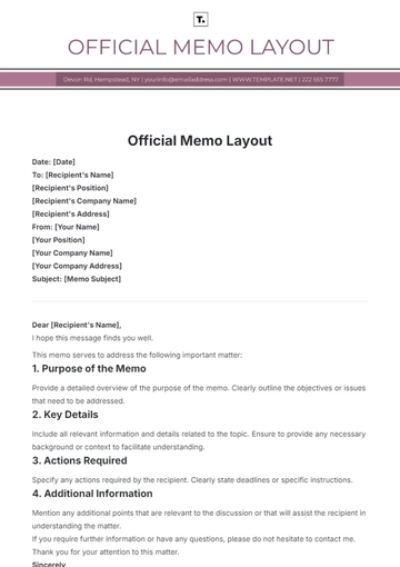 Free Official Memo Layout Template to Edit Online