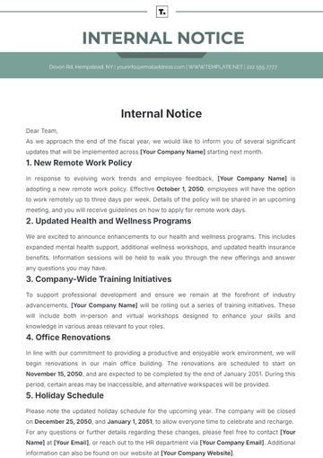 Free Internal Notice Template to Edit Online
