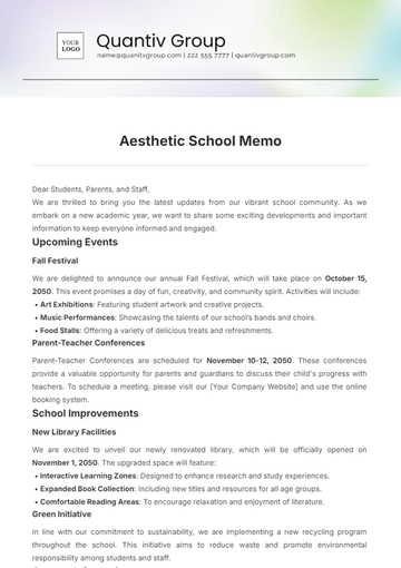 Free Aesthetic School Memo Template to Edit Online