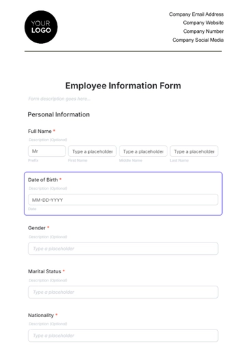 Free Employee Information Form Template to Edit Online
