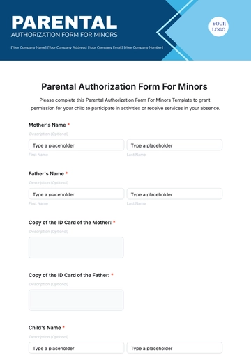 Free Parental Authorization Form For Minors Template to Edit Online