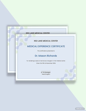 Medical Experience Certificate