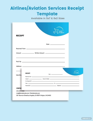 Airlines/Aviation Services Receipts Template