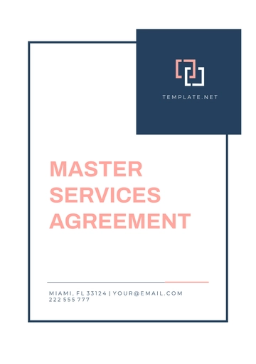 Free Master Services Agreement Template to Edit Online