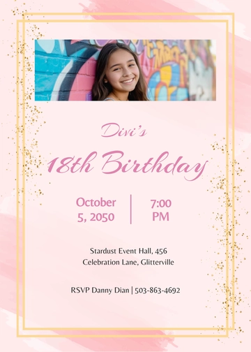 Free Glitter Pink Party Invitation Template to Edit Online