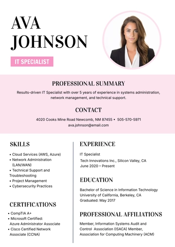 Free Pink Resume Template to Edit Online