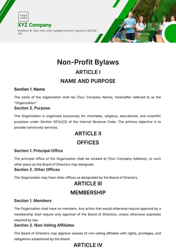 Free Non-Profit Bylaws Template to Edit Online