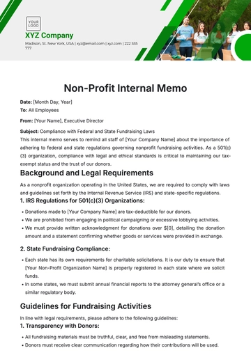 Free Non-Profit Internal Memo Template to Edit Online