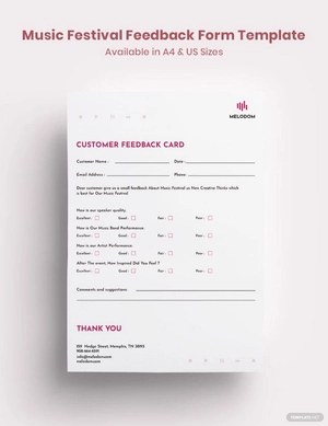 Music Festival Feedback Form Template