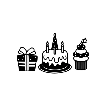Free Black & White Happy Birthday Clipart to Edit Online