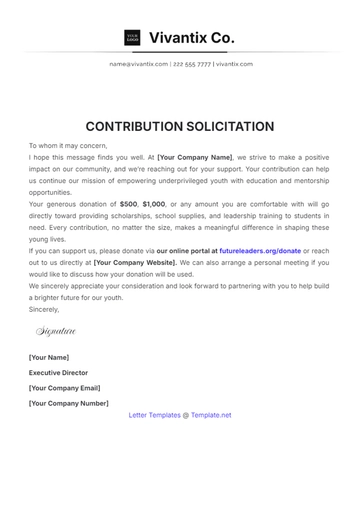 Free Contribution Solicitation Template to Edit Online