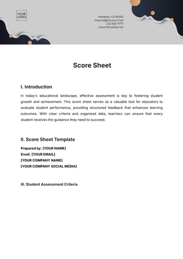 Free Score Sheet Template to Edit Online