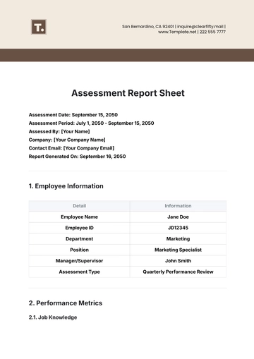 Free Assessment Report Sheet Template to Edit Online