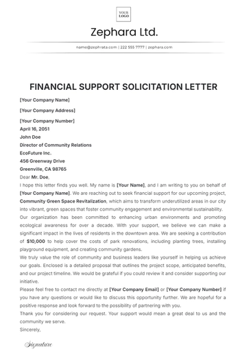 Free Financial Support Solicitation Letter Template to Edit Online