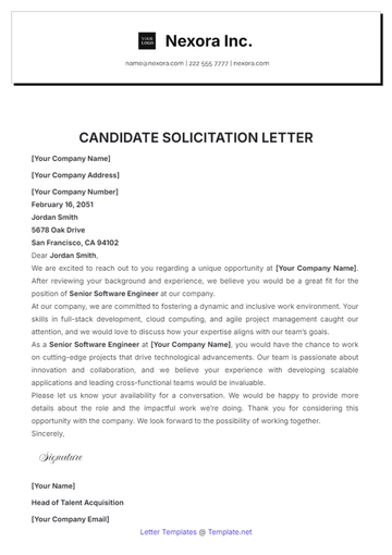 Free Candidate Solicitation Letter Template to Edit Online