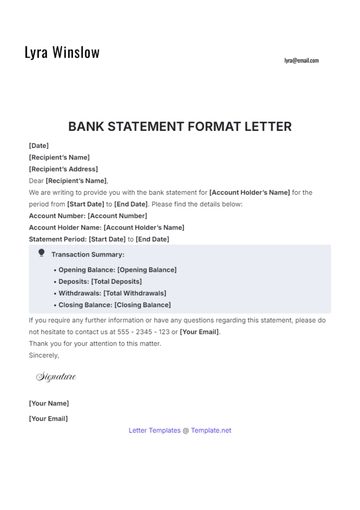 Free Bank Statement Format Letter Template to Edit Online