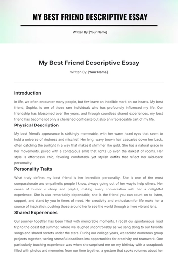 Free My Best Friend Descriptive Essay Template to Edit Online