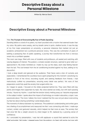 Free Descriptive Essay about a Personal Milestone Template to Edit Online