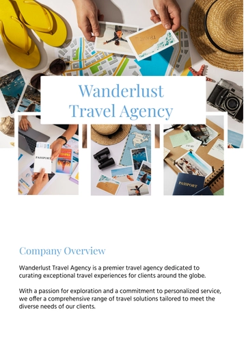 Free Travel Agency Business Profile Template to Edit Online