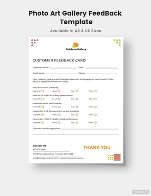 Photo Art Gallery Feedback Form Template Photo Art Gallery Feedback Form Template