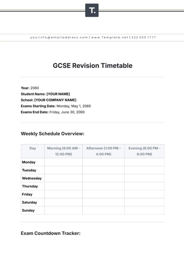 Free GCSE Revision Timetable Template to Edit Online | Template.net