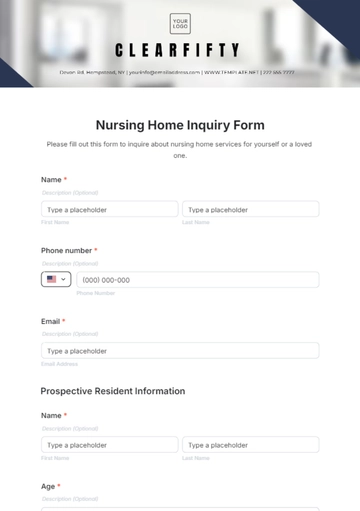 Free Nursing Home Inquiry Form Template to Edit Online